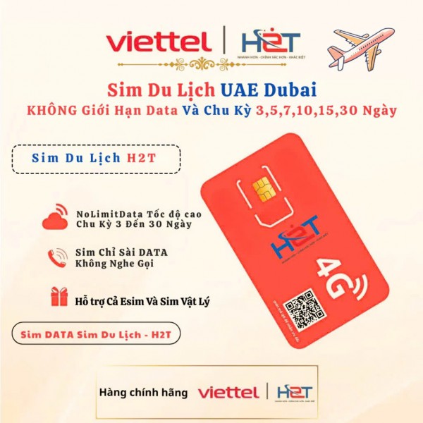 Sim Data Du Lịch Dubai Không Giới Hạn | Internet Mạnh | H2T
