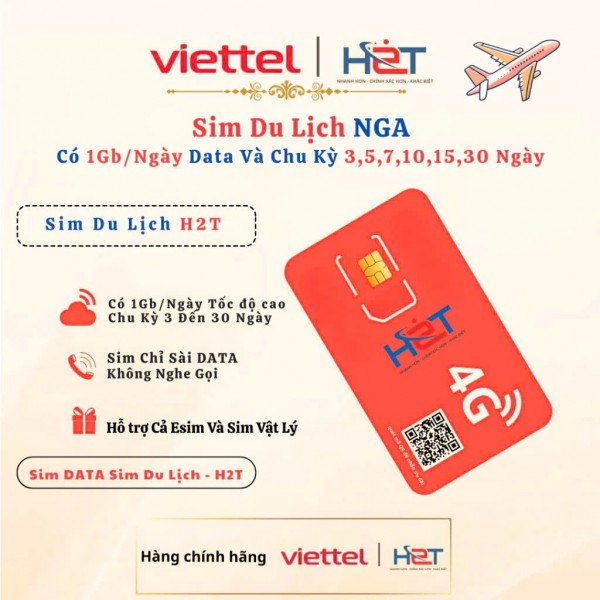 SIM Data Du Lịch Nga 1GB/Ngày | Giá Tốt, Mạng Ổn Định | H2T