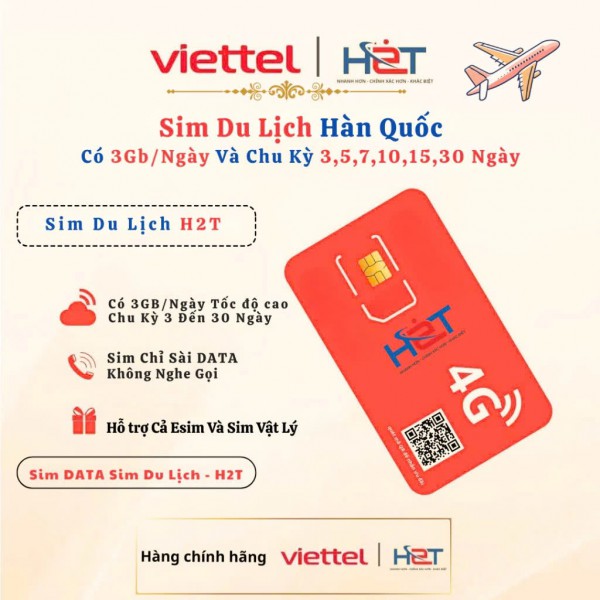 Sim Hàn Quốc 3GB/Ngày Cho Khách Đi Tour – Dung Lượng Lớn, Tốc Độ Mạnh | H2T Telecom